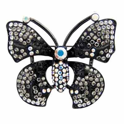 Butler and Wilson Small Pewter Crystal Butterfly Brooch (Code BW 