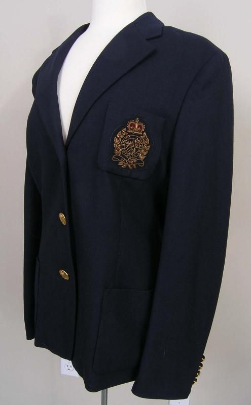 Ralph Lauren Crest Blazer Navy Blue RL Brass Buttons Wool 16 Perfect 