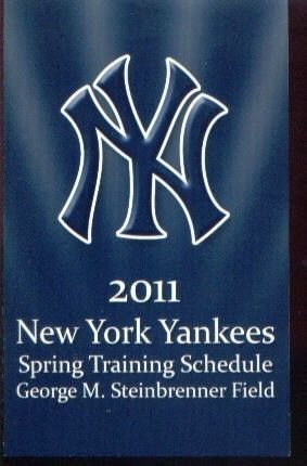 2011 NEW YORK YANKEES SPRING TRAINING SCHEDULE TAMPA  