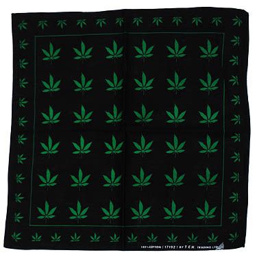   Rock Metal Green Hemp Pot Leaf Marijuana Weed 420 Rasta Black Bandana