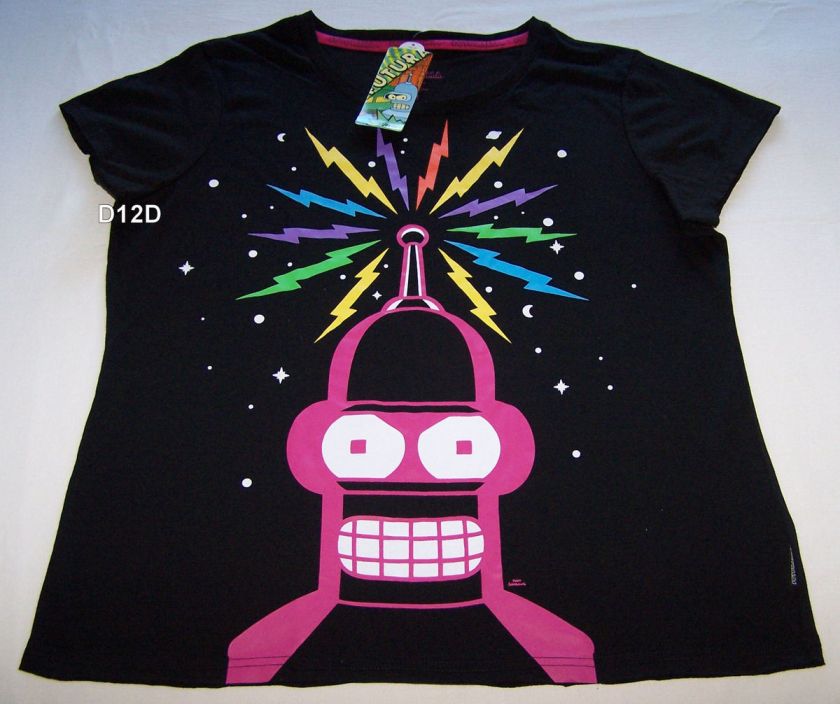 Futurama Bender Ladies Black Printed T Shirt Size S New  