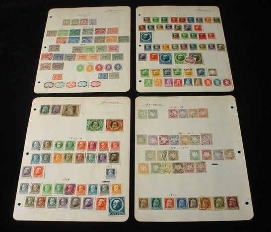 Overprint BAVARIA BAYERN Germany EUROPE STAMPS 4 Pages Old Collection 