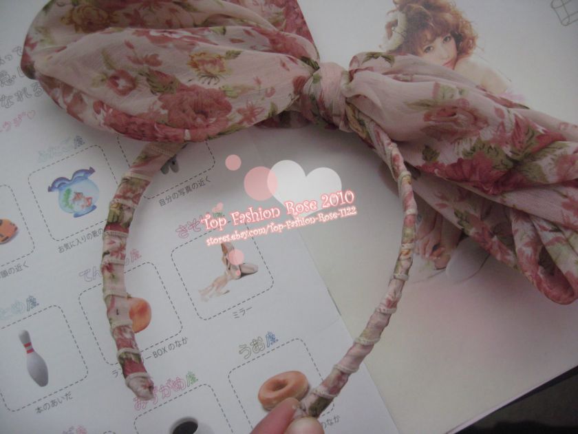Japan Style Romantic Cute Chiffon Rabbit Ear Flower Large Bow Headband 