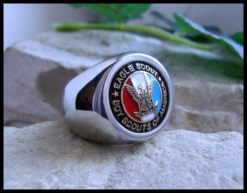 AJS © BOY SCOUTS EAGLE SCOUT RING SURGICAL STEEL  M3br  