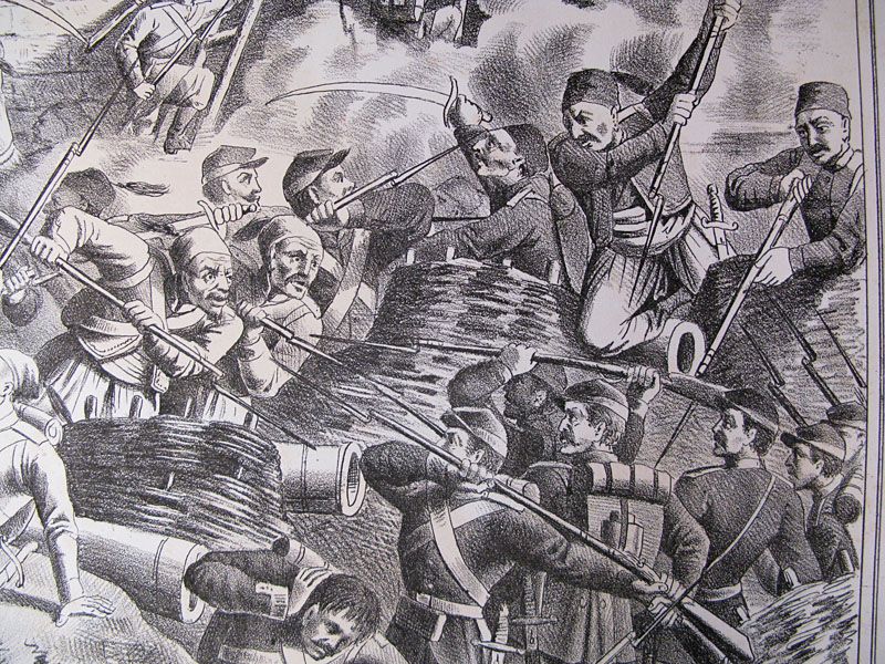 1877 RUSSIAN TURKISH WAR KARS FORTRESS BATTLE ART  