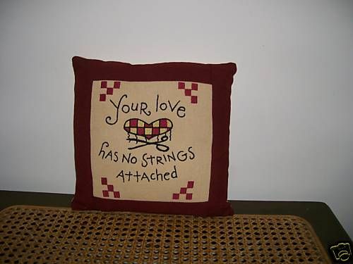 primitive stitched HEART decor pillow/ YOUR LOVE /gift  
