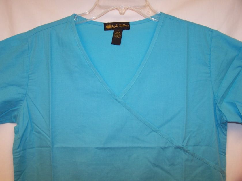 NWT APPLE BOTTOMS Medical Uniform Scrub Top BLUE S 3XL  