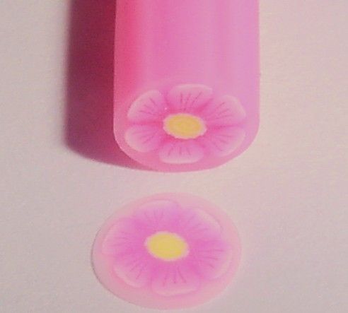 Neon Pink Flower Fimo Polymer Clay Cane Nail Art  
