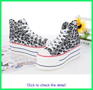 Women Canvas Wedge High Heels High Top Sneakers Boots Shoes Black US 7 