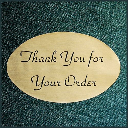 OVAL 1.25X2 GOLD THANK YOU STICKERS LABELS Lot/100  