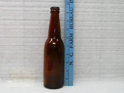Embossed Picnic Beer Bottle alcohol brown old with cap vintage retro 