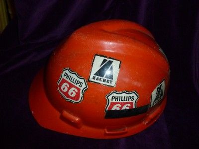 Original Vintage 1960s Phillips 66 Gasoline Oil Field Hard Hat Orange 