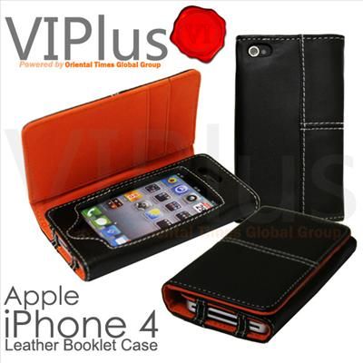 Leather Booklet Case Pouch Skin Cover Wallet Holster Apple iPhone 4 4S 