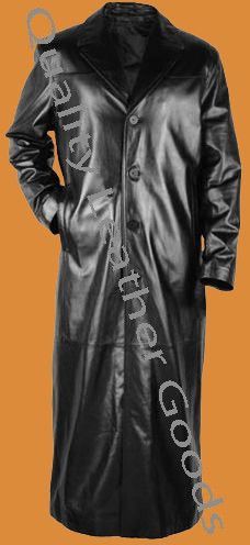 Pure Leather Matrix Style Trench Coat (M1) Gothic Blade Metal Punk 