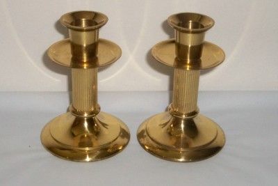 Hallmark Cards Ribbed Column Brass Candle Holders  