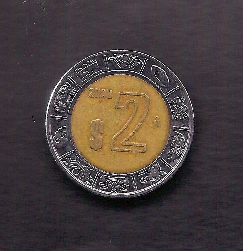World Coins   Mexico 2 Pesos 2000 Coin KM# 604  