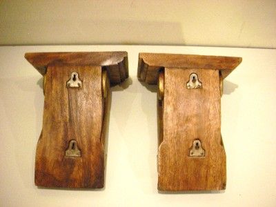 PAIR VINTAGE SOLID WOOD CARVED WALL SHELVES SCONCES  