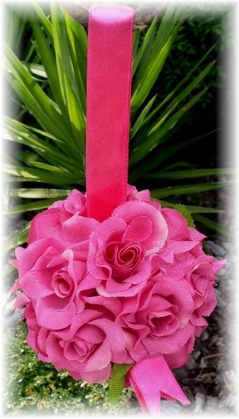 PINK MAUVE Rose Ball Pew Bow Silk Wedding Flowers Decor  