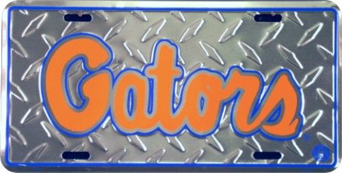 Florida Gators Diamond Plate Metal License Tag  