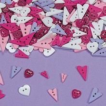 20 Heart Shape Buttons Pink Purple White 1/2   1 1/4  