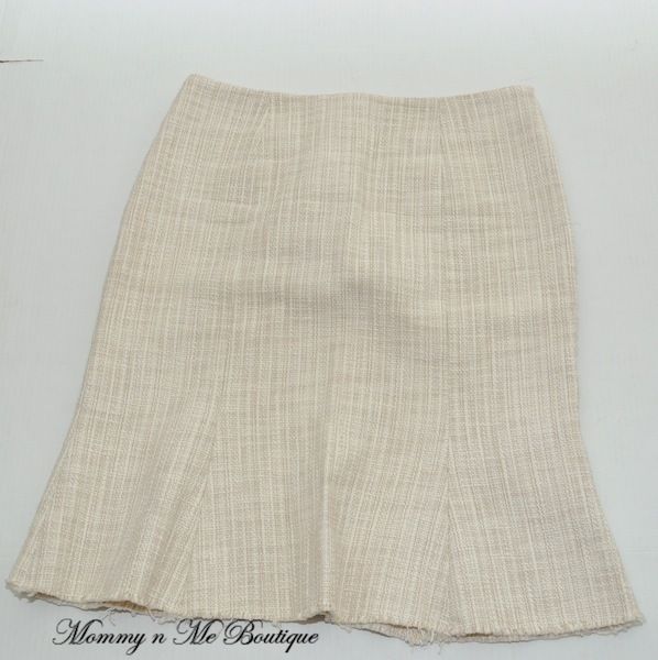 White House Black Market Beige Woven Tweed Pencil Skirt 10  