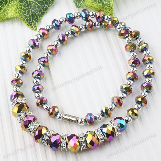 Multicolor Faceted Crystal Glass Ball Bead Jewelry Necklace 1Strand 