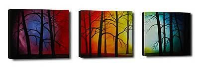 Hand Painted A walk in the woods 3 Piece Canvas Art Set   Framed 