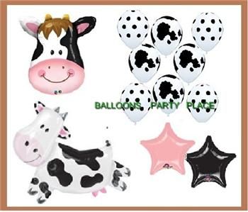 BLACK WHITE cow birthday party baby shower balloons new  