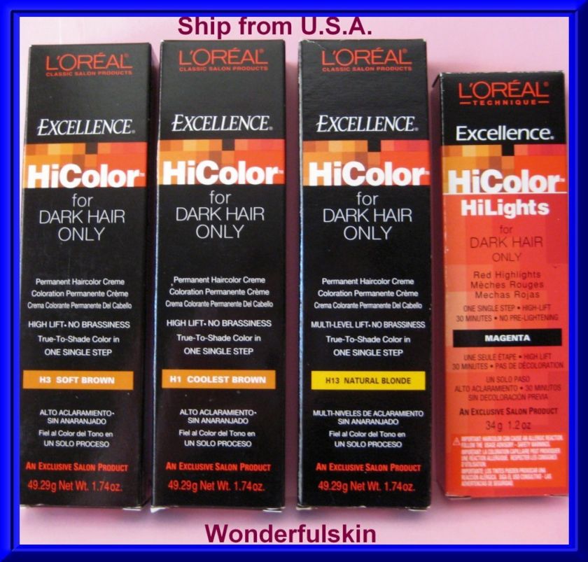 Loreal Excellence HiColor Hair Color for Dark Hair 1.74oz.