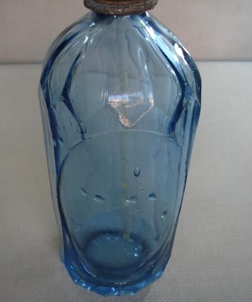 19C. ANTIQUE BLUE GLASS SODA SELTZER SYPHON BOTTLE  